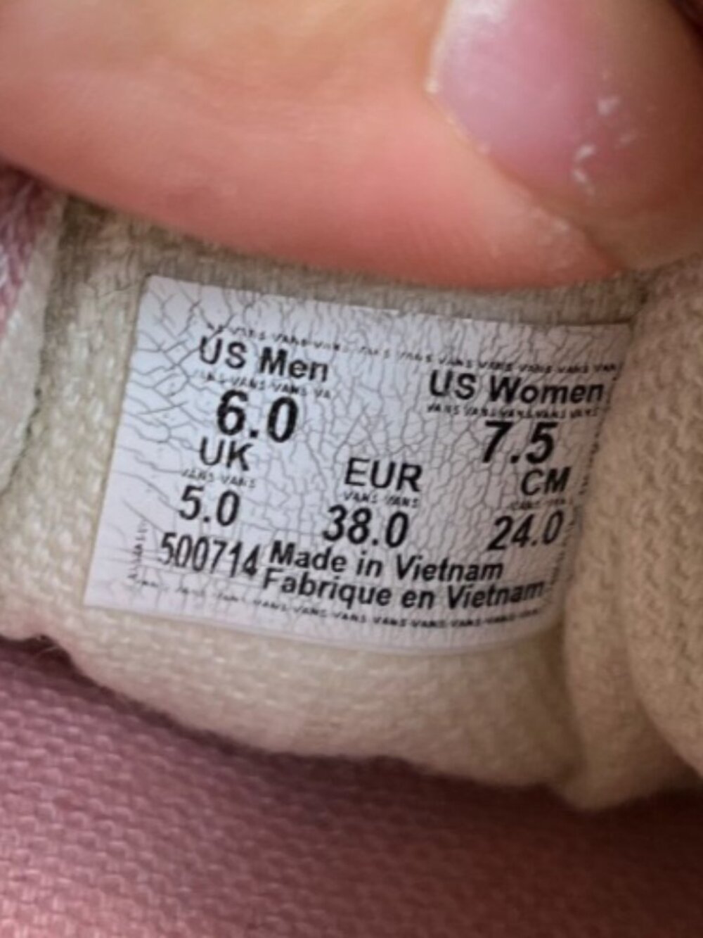 Vans Old Skool Womens Size 7.5 Pink White Athletic Skateboarding Shoes Sneakers - Picture 9 of 10